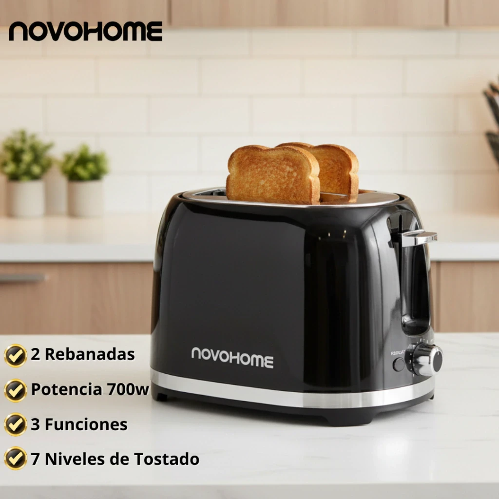 TOSTADORA NOVOHOME NEGRA 2 PANES