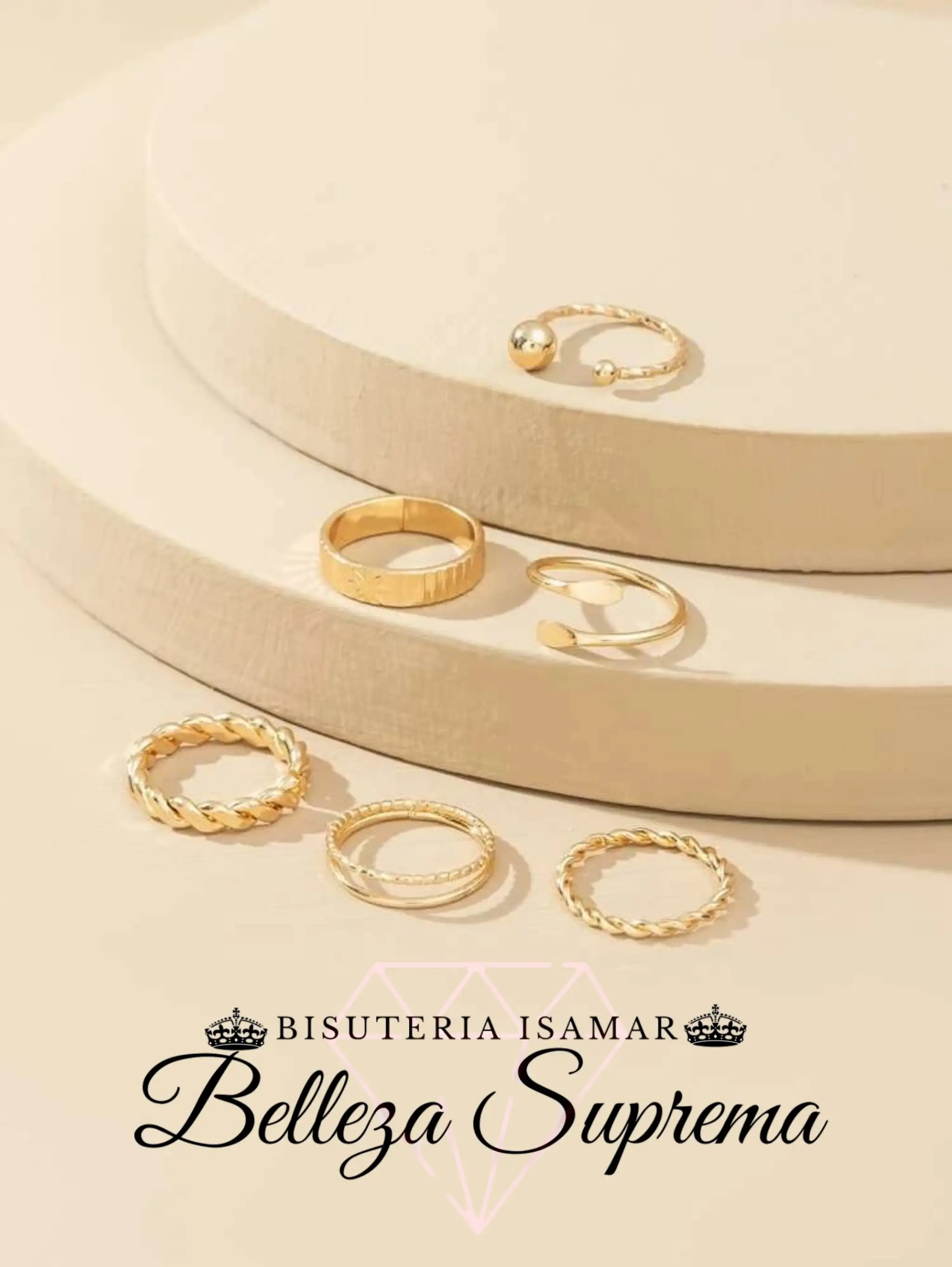 SET DE ANILLOS DORADOS MÍNIMALISTAS CUERDA 6 2