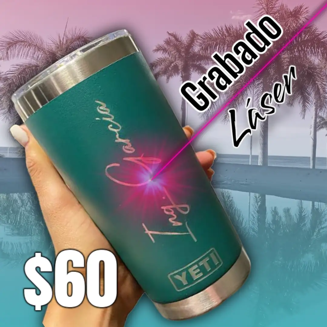 Grabado Laser en vaso nombre y logo 