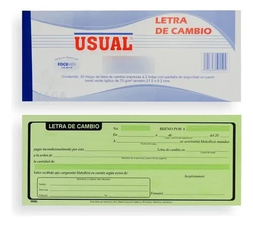 block de letra de cambio rayter