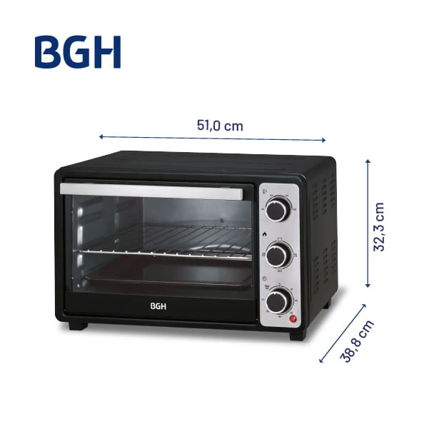 HORNO ELÉCTRICO BGH MECÁNICO NEGRO 40 LITROS  2