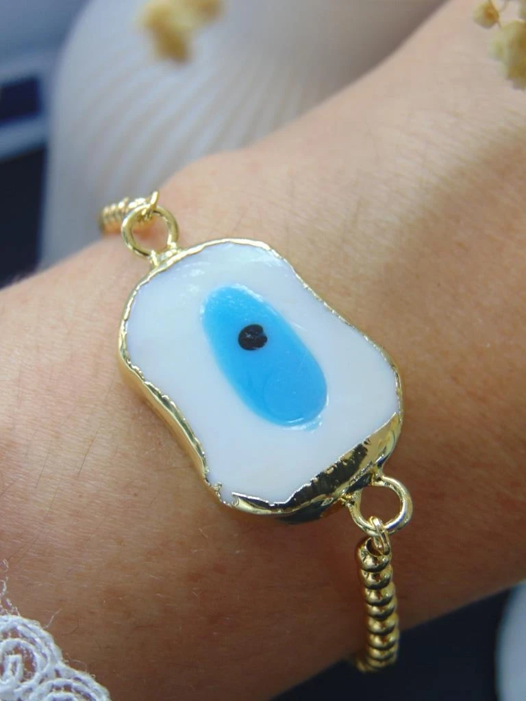 PULSERAS RODIO DOR DIJE OJO TURCO PLANO 3