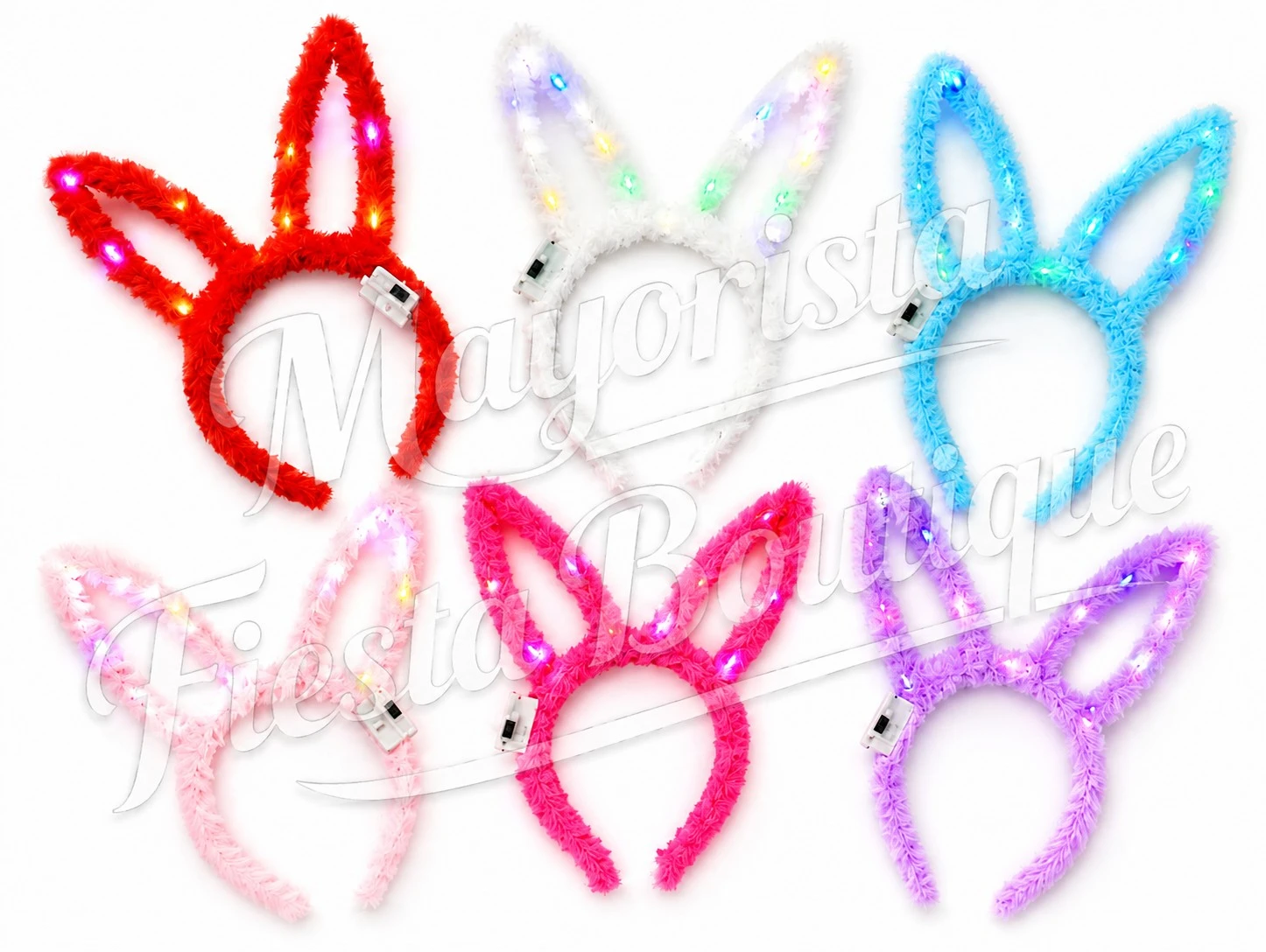 pack x6u vincha conejito peluche led