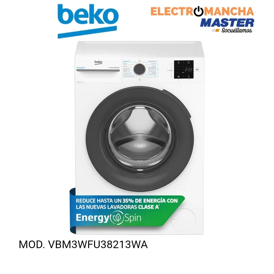 LAVADORA BEKO VBM3WFT38213WA 8 KILOS 1200 RPM. A 4