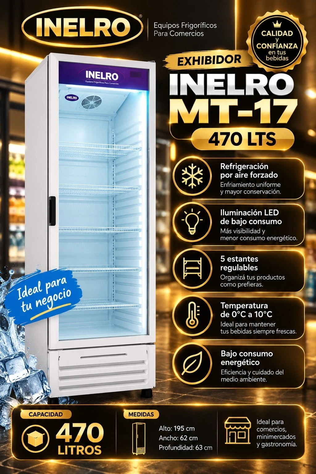 EXHIBIDOR INELRO MT-17 470 LTS *CONSULTAR DISPONIBILIDAD CON EL VENDEDOR*