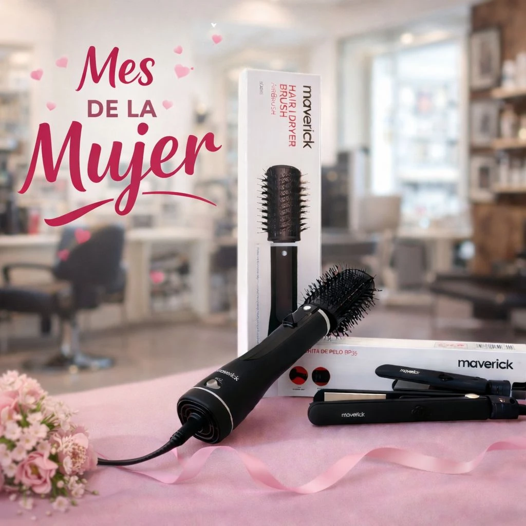 CEPILLO ALISADOR / SECADOR AIRBRUSH + PLANCHITA DE PELO MAVERICK
