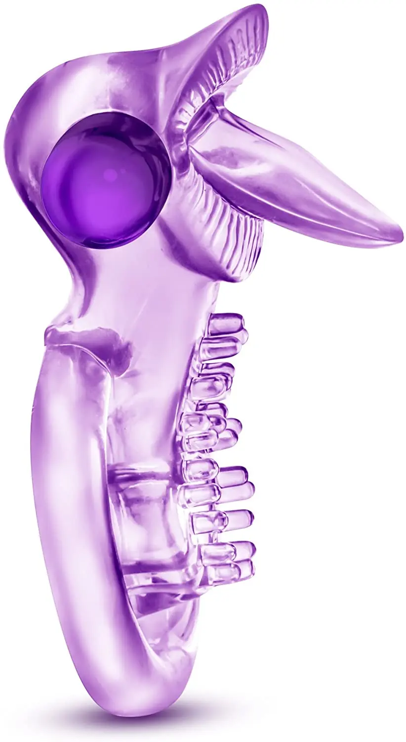 PLAY WITH ME - LICK IT - VIBRATING DOUBLE STRAP CCOCK RING - PURPLE 3