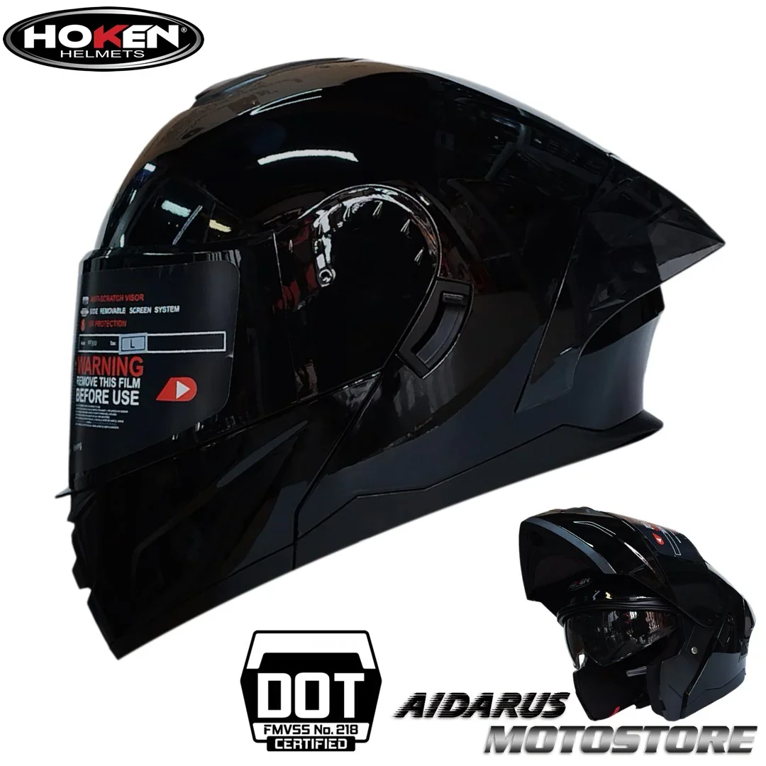 CASCO HOKEN FF900 ARTICULADO NEGRO BRILLO