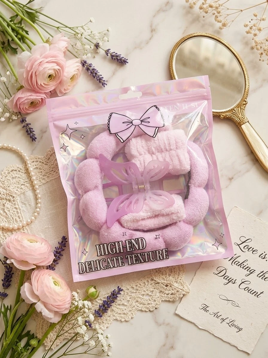 SET DE SKINCARE (valeriana, muñequeras y pinza para el cabello) 