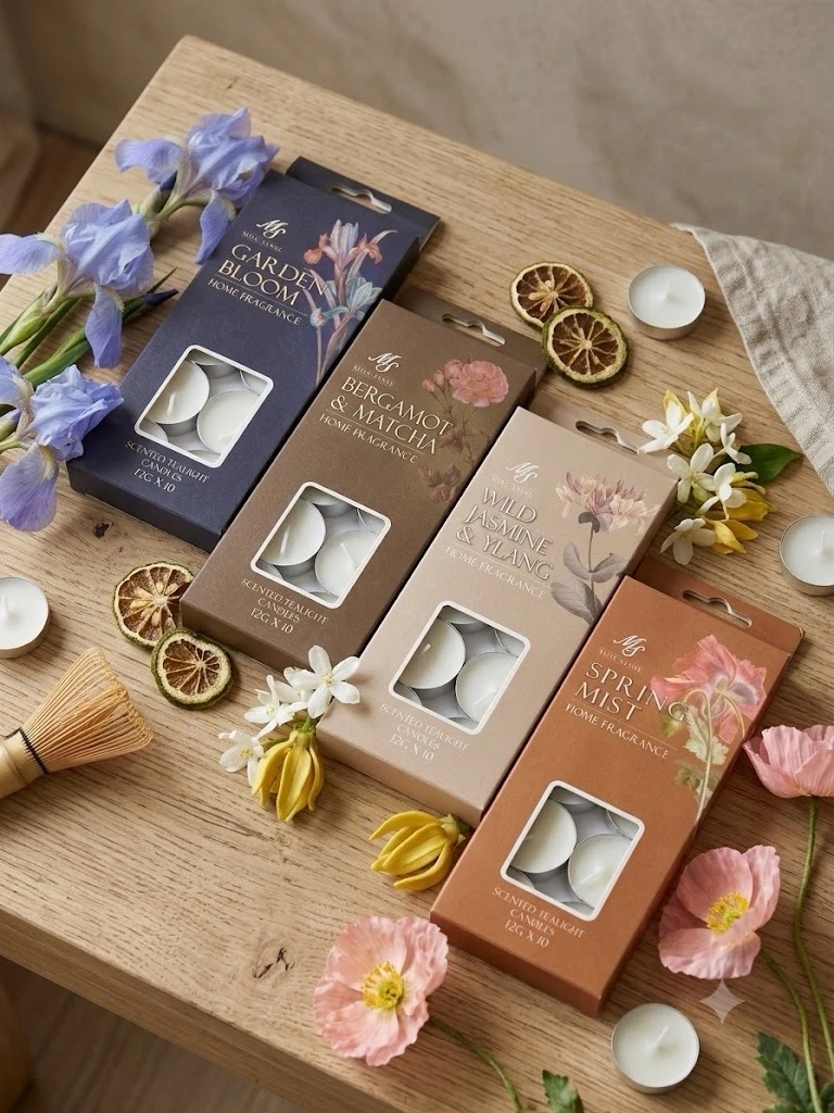 Paquete de 10 Velas Aromáticas de Té – Fragancias Florales y Cítricas