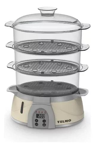 Vaporera Yelmo Vp-5601 Digital 8.5Lts. 3 Bandejas Plateadas
