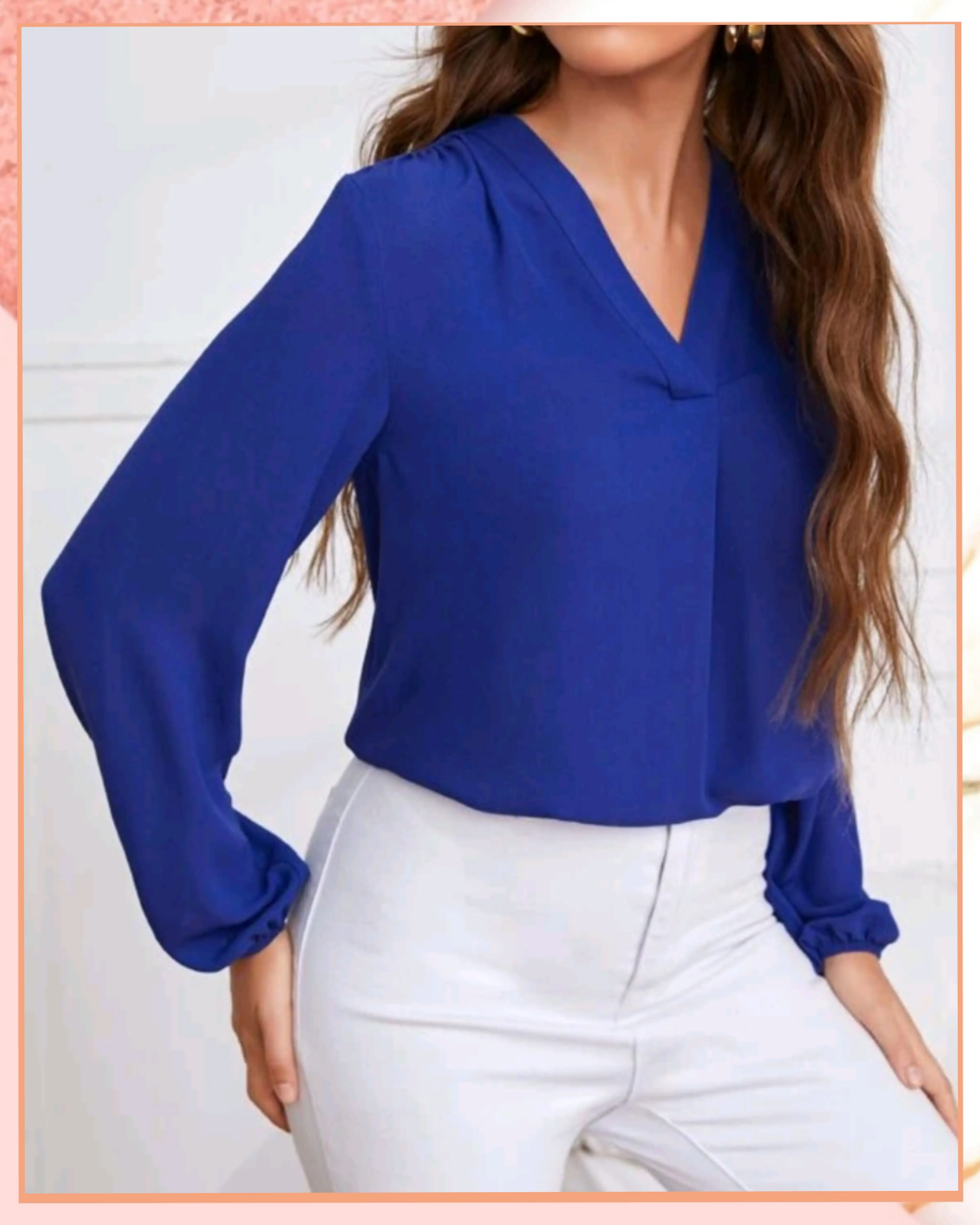 M - Blusa mangas largas, cuello V