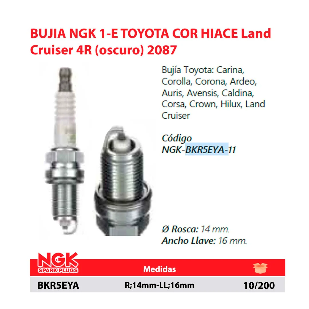 BUJIA NGK 1-E TOYOTA COR HIACE Land Cruiser 4R (oscuro) 2087 R;14mm-LL;16mm