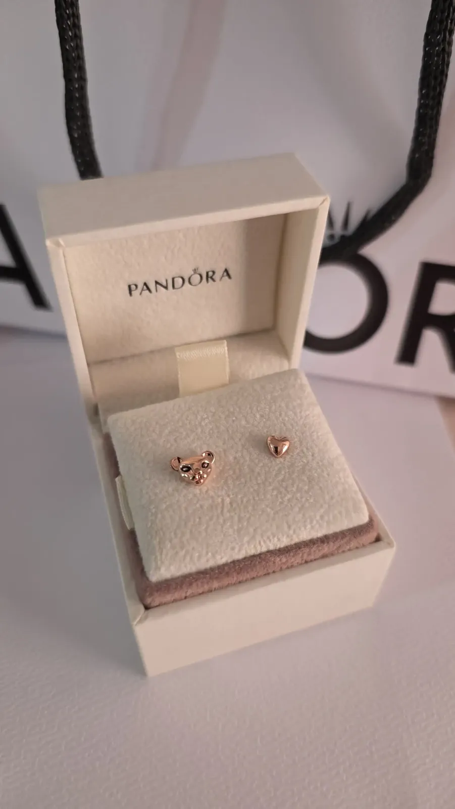 Pandora Rose Lion Princess and Heart Stud Earrings 3