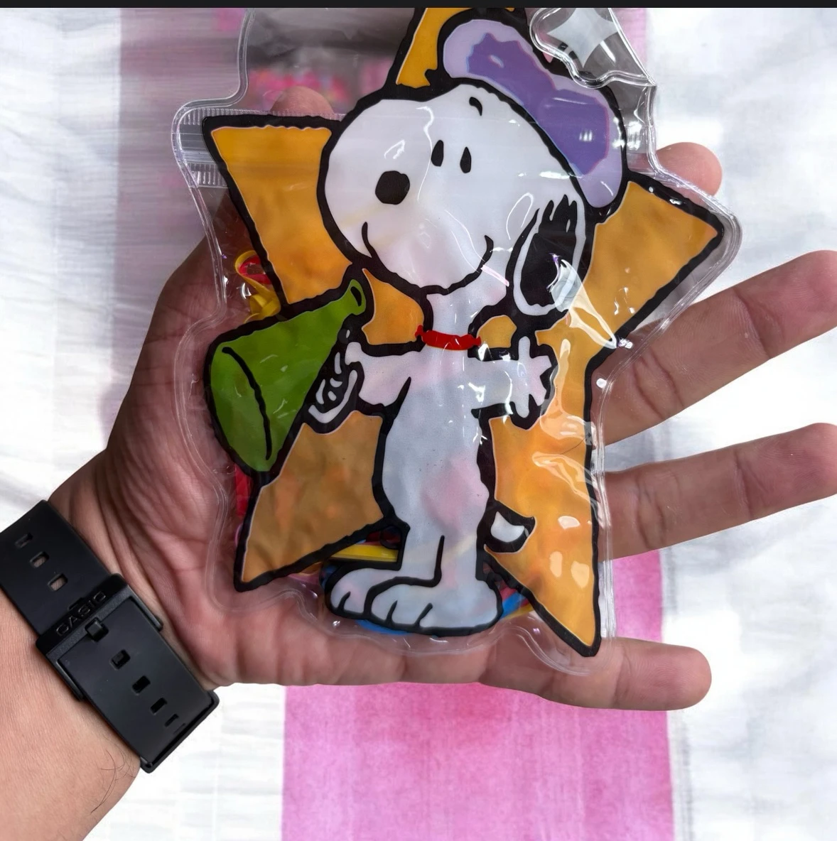 Paquete de 12 bolsitas de ligas tpu con tematica snoopy 3