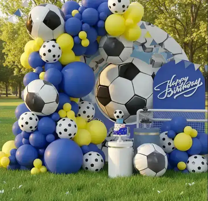 Set super guirnalda globo 113 pcs pelota de futbol azul/amarillo 