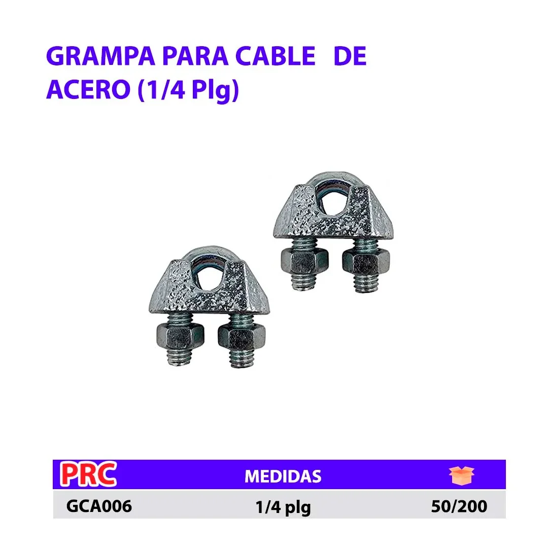 GRAMPA P/CABLE DE ACERO 1/4"