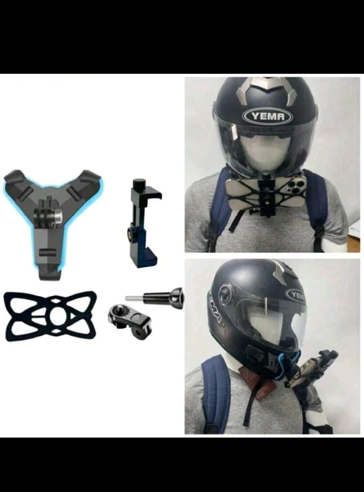Soporte Montura de Mentón para Casco de Moto con Clip para Celular 4