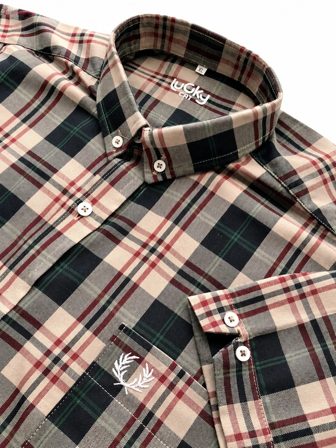 camisa cuadros beige  xl 