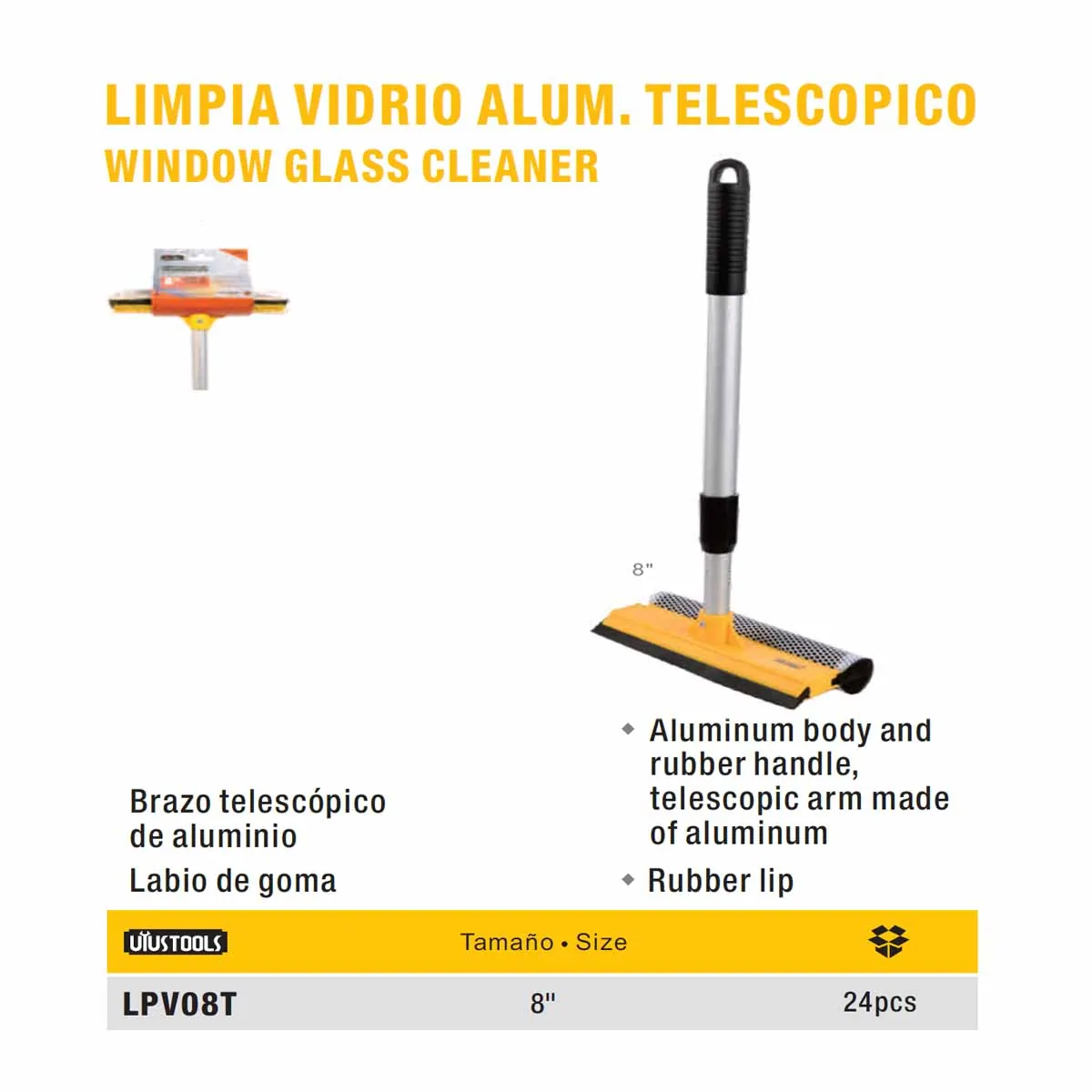 LIMPIADOR VIDRIO ALUM UYUST 8" 
