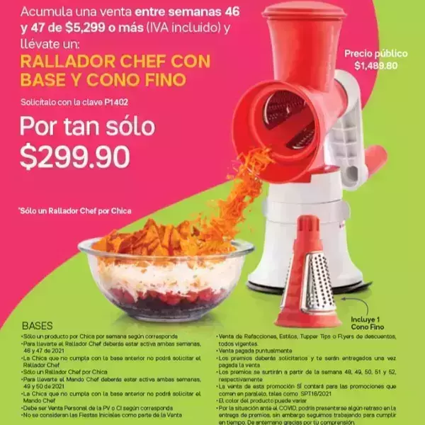 Rayador chef con base y cono fino