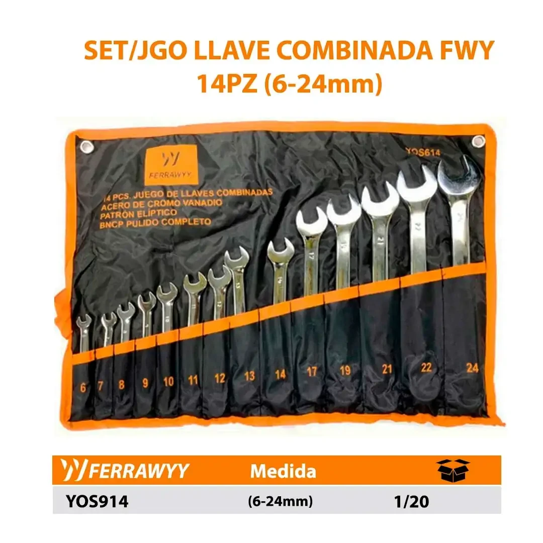 SET/JGO LLAVE COMBINADA FWY 14PZ (6-24mm)