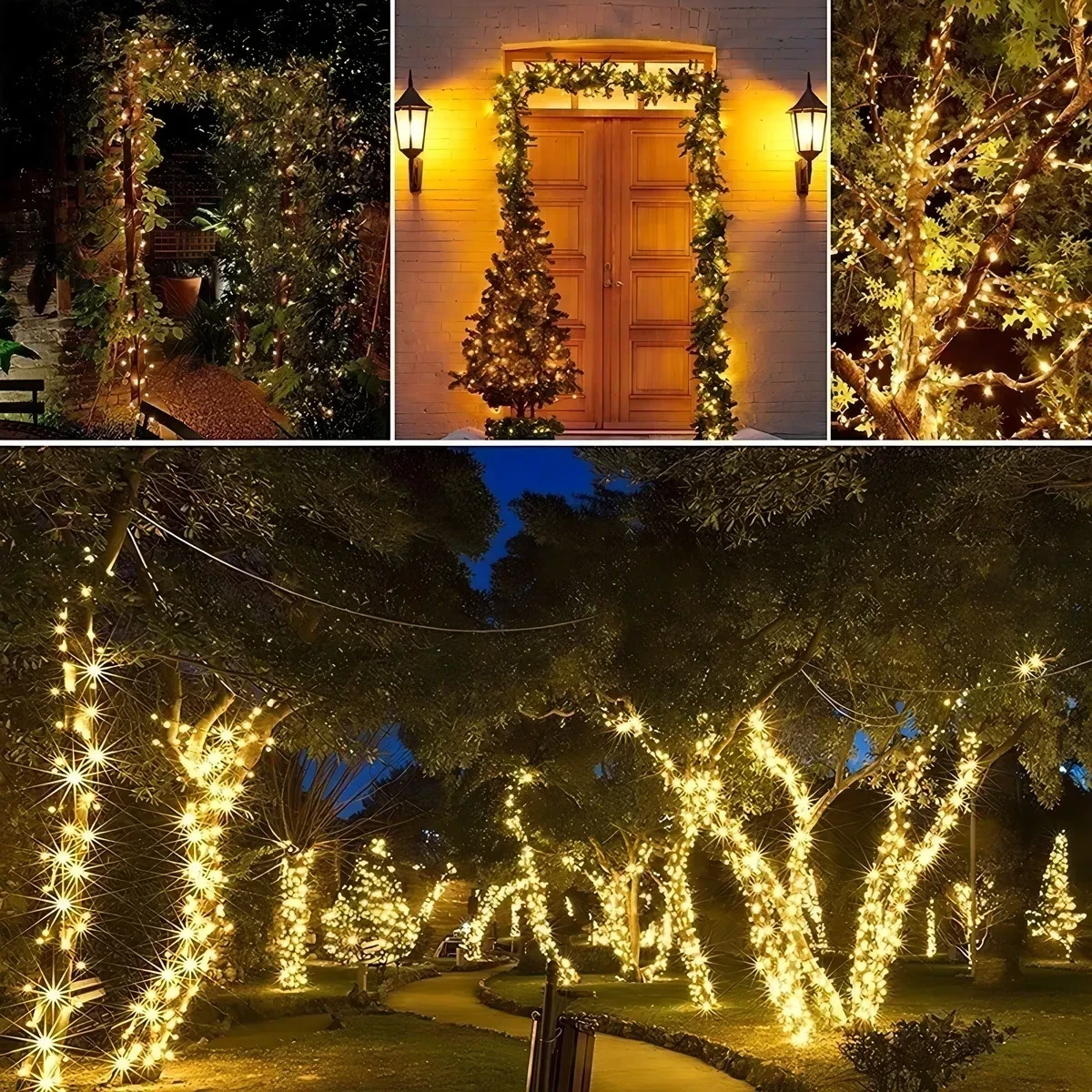Luces Solar 20mt Guirnalda 200 Led Navidad Calidas 3