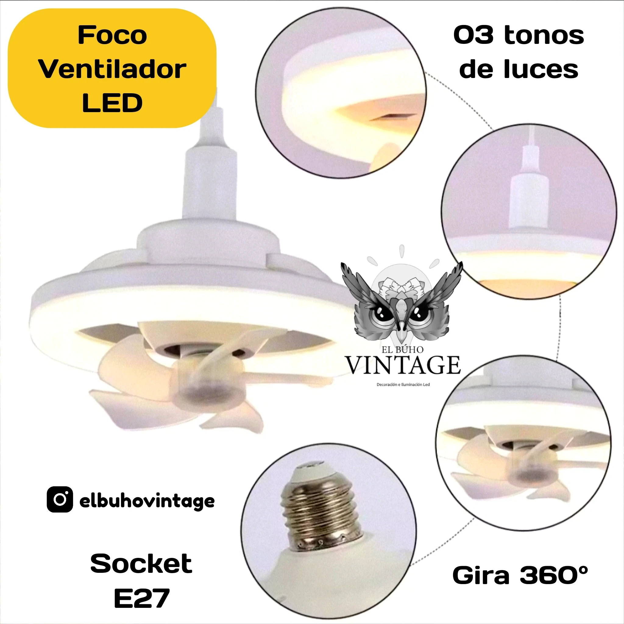 Foco Ventilador LED 360° 6