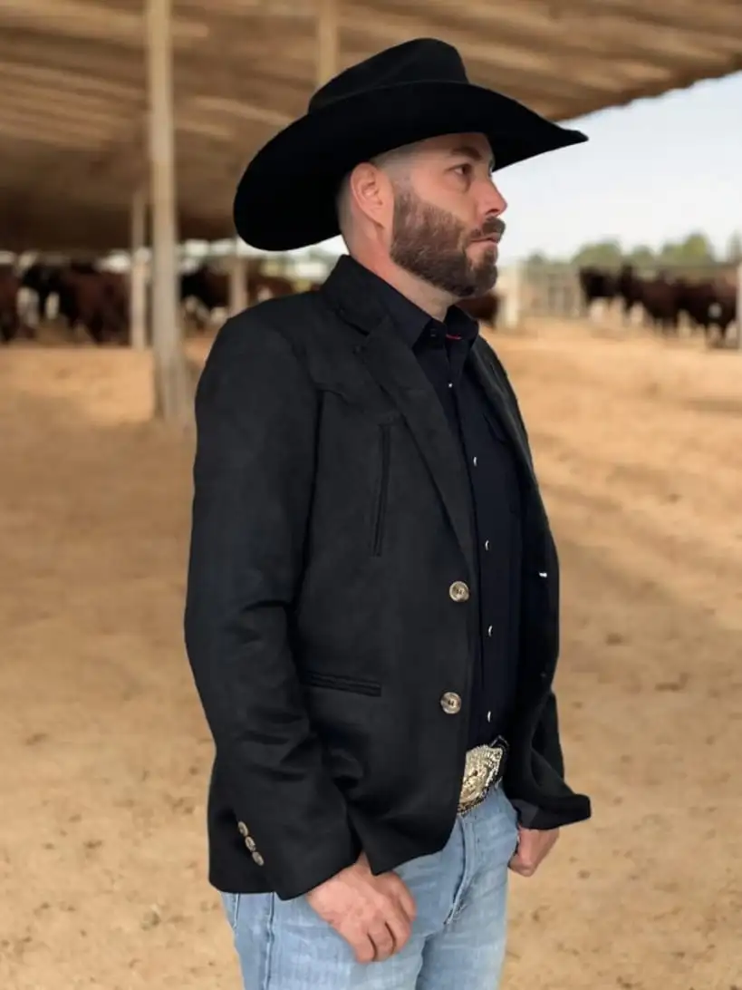 SACO  VAQUERO NEGRO PARA CABALLERO 
