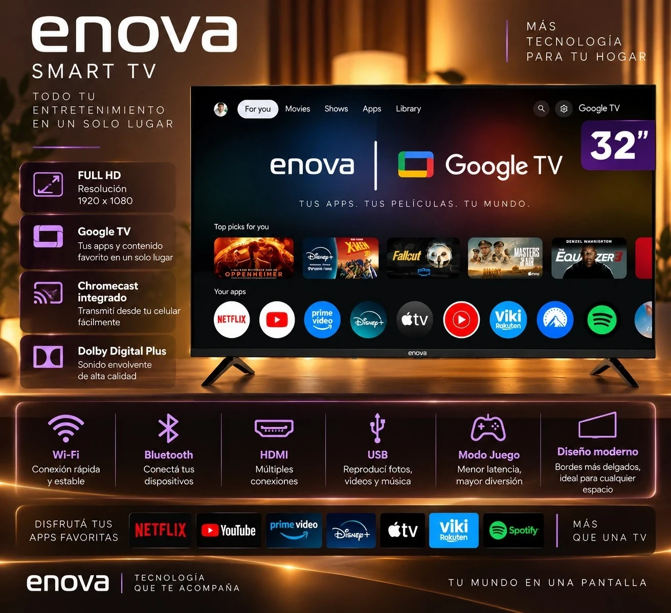 SMART TV ENOVA 32 GOOGLE TV CONSULTAR DISPONIBILIDAD CON EL VENDEDOR 
