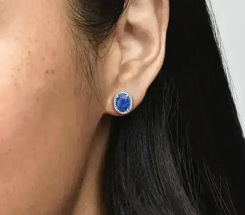 Pendientes  de Botan Halo Brillante Azul  2