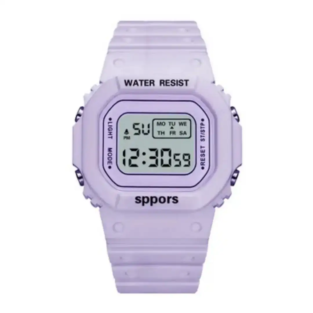 Reloj Deportivo Digital Cuadrado Lila