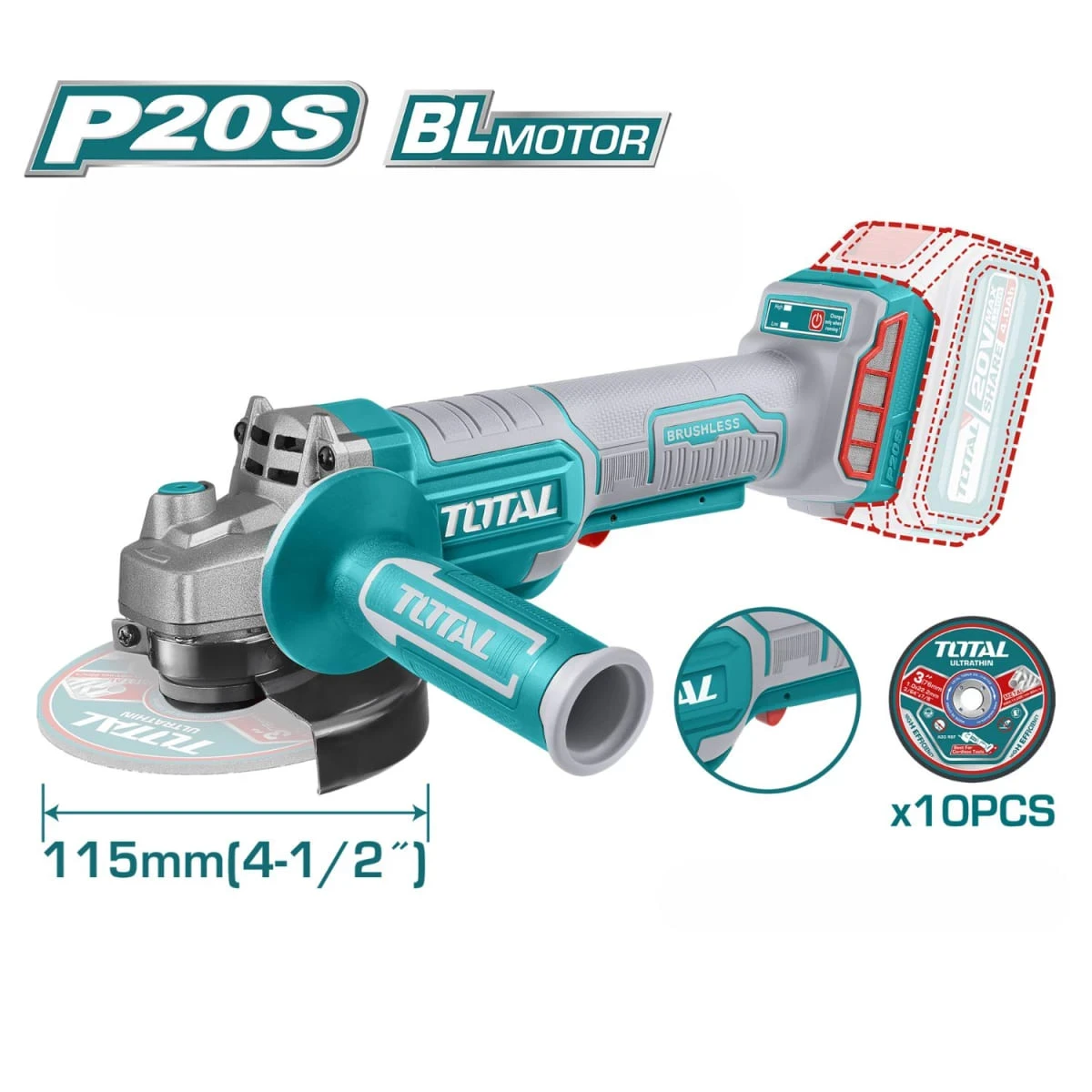 TOSLI240202-TIWLI20851 Taladro percutor + llave de impacto 850nm + rotomartillo + amoladora total 4
