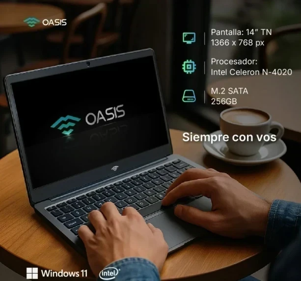 NOTEBOOK OASIS INTEL CELERON N4020 14" 256SSD, 8GB, RAM, WINDOWS 11