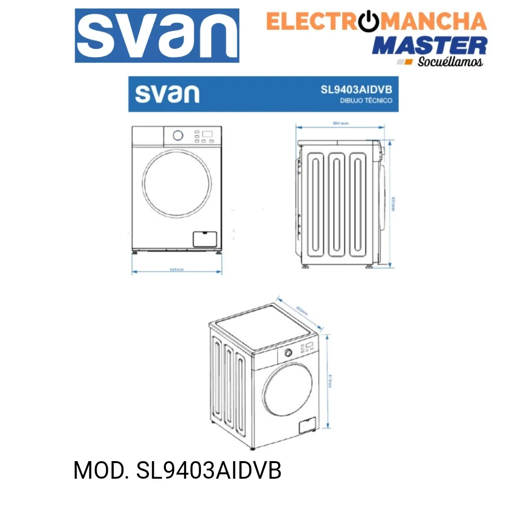 LAVADORA SVAN SL9403AIDVB 9 KG. 1400RPM. A 7