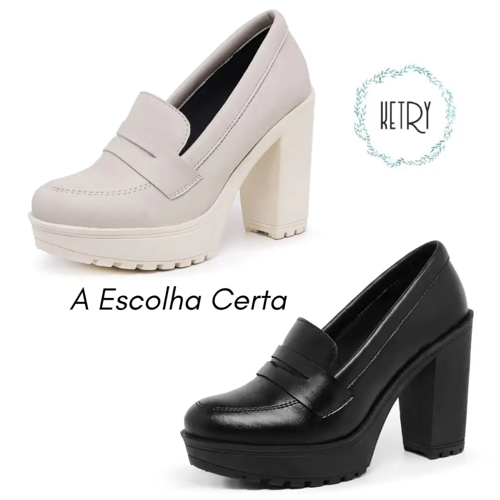 Mocassim Oxford Salto Alto Tratorada