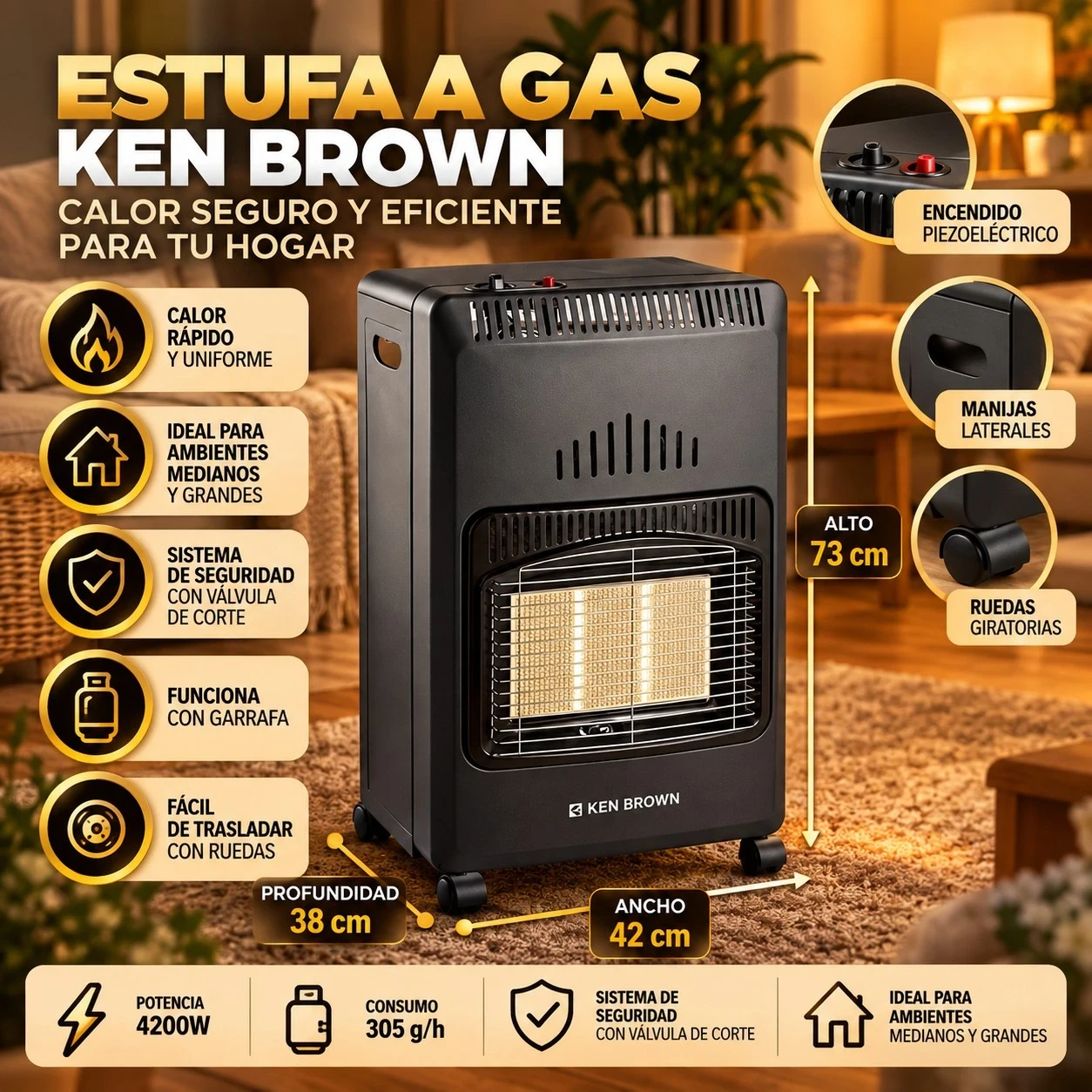 ESTUFA GARRAFERA GA-400 — CON MANGUERA PARA CONEXIÓN CONSULTAR DISPONIBILIDAD CON EL VENDEDOR