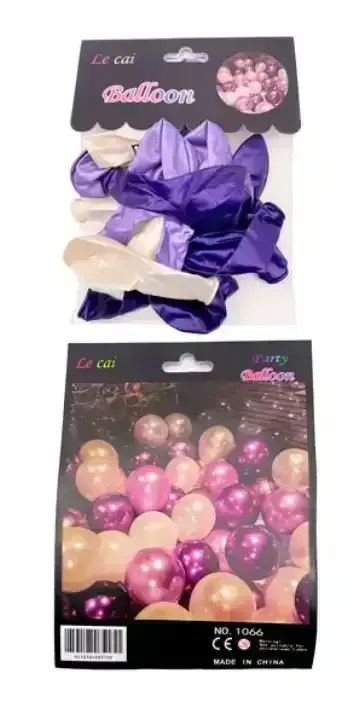 Set 20 globos latex perlados 9 pulgadas tricolor 
