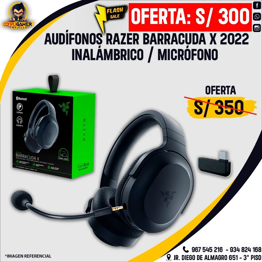 AUDÍFONO INALÁMBRICO GAMER RAZER BARRACUDA X 7.1 BLACK