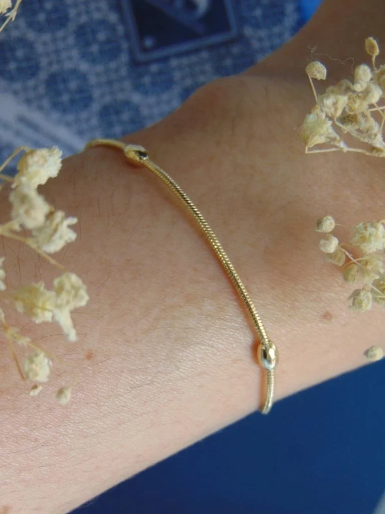 PULSERA RODIO DOR ARROCITO TALLA M 2MM | 17CM LARGO 2
