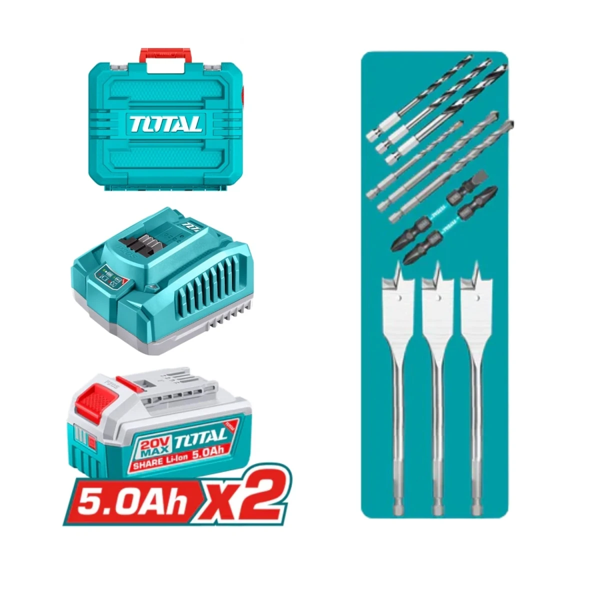 TIDLI201668 Taladro percutor 166nm + 2 baterias 5amp y 1 cargador 20v total 3