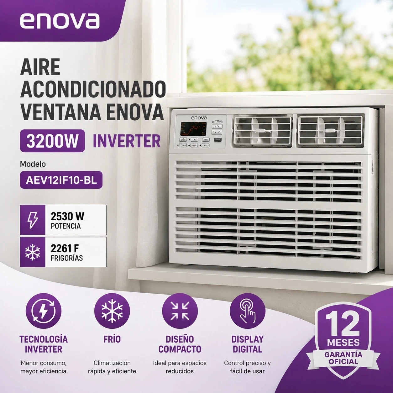 AIRE ACONDICIONADO VENTANA  ENOVA 3200W INVERTER ‼️SOLO POR PEDIDOS ‼️ 