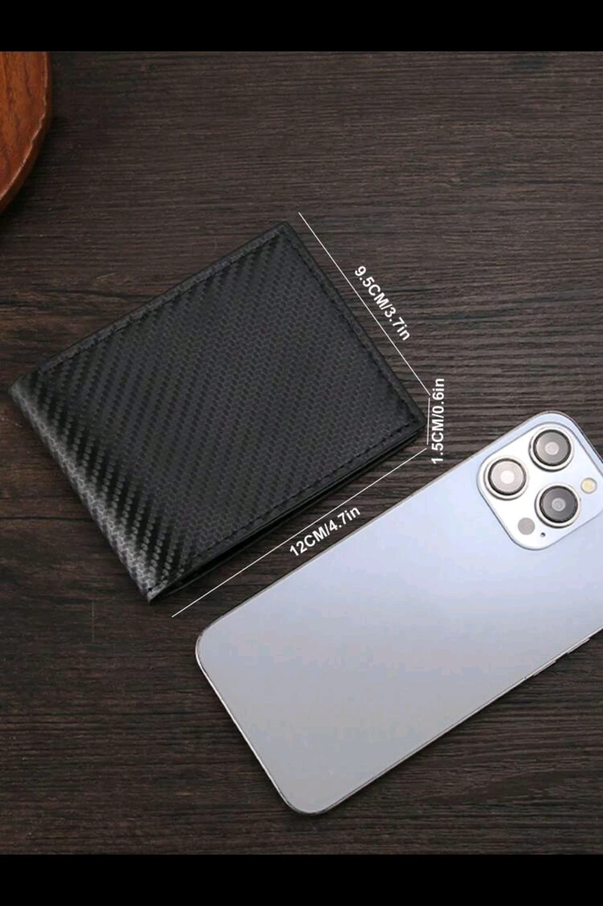 Billetera Minimalista de Poliuretano Premium con Estilo Fibra de Carbono 6