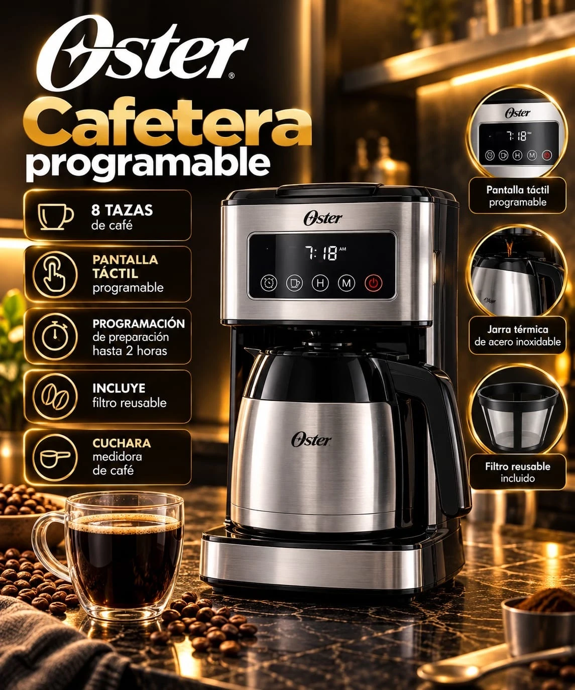 CAFETERA OSTER PROGRAMABLE *CONSULTAR DISPONIBILIDAD CON EL VENDEDOR*