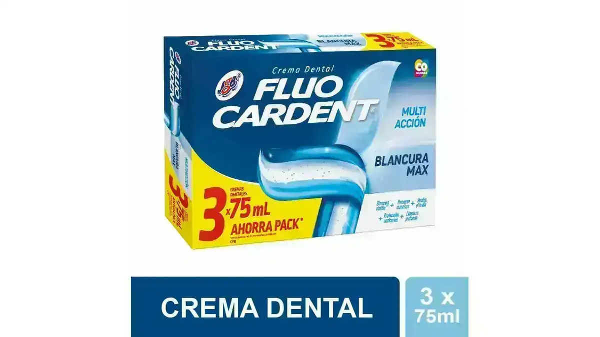 Crema Dental Fluocardent Blancura Max x 3- 75ml c/u