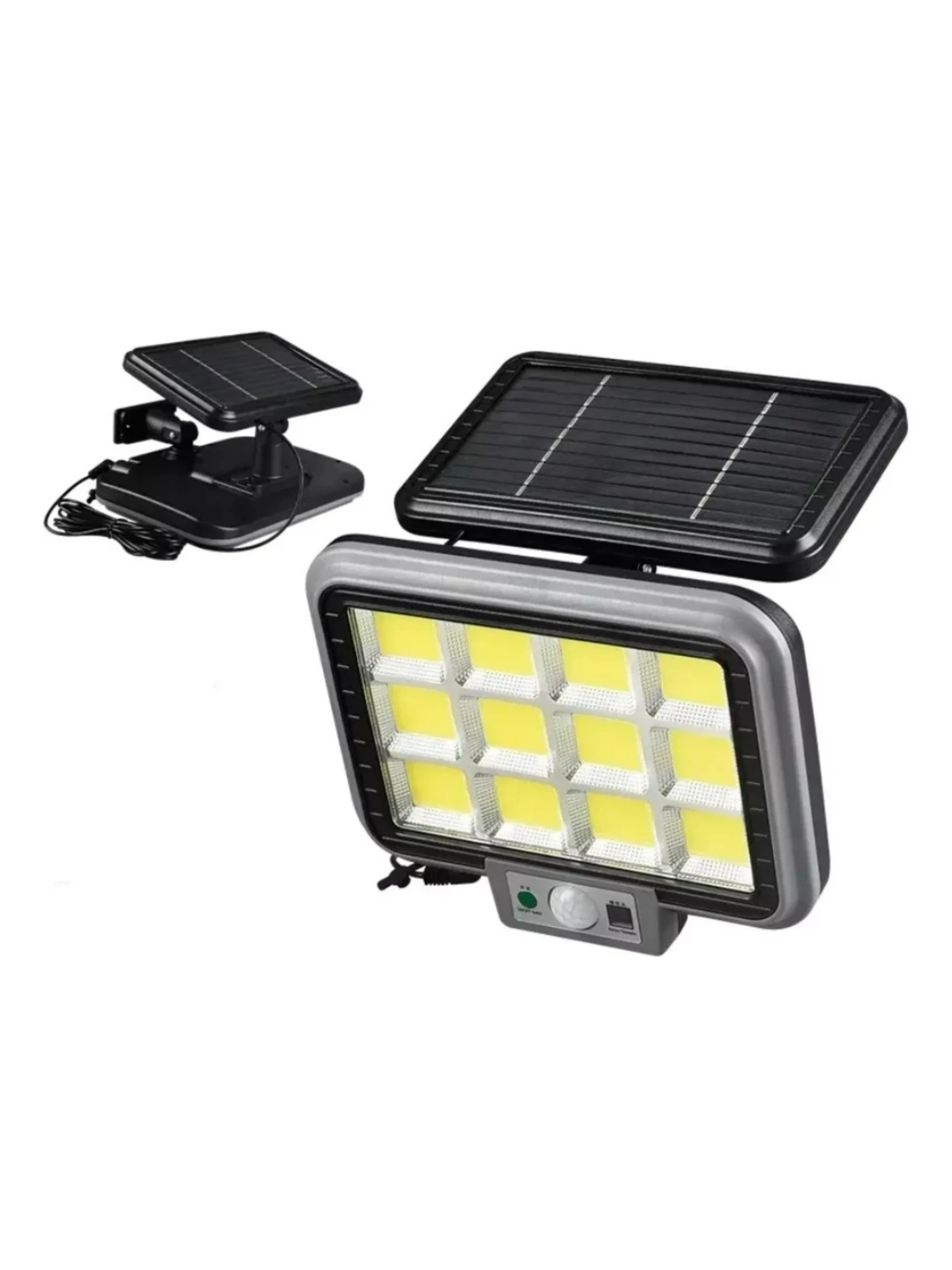 Foco Solar Led 120w, Con Cable 4.7 mt. y Sensor De Movimiento Exterior O Interior