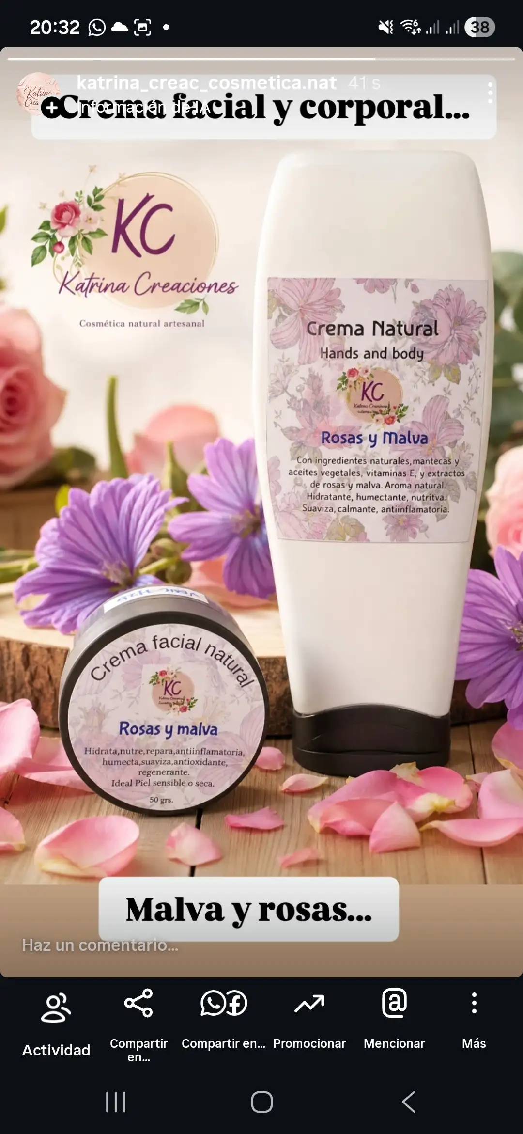 Kit crema facial y corporal de Rosas y malva