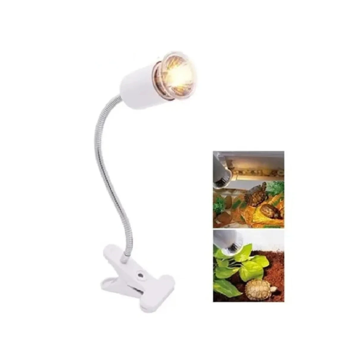 Kit de soporte de lámpara flexible blanco más foco UVA+UVB 75w