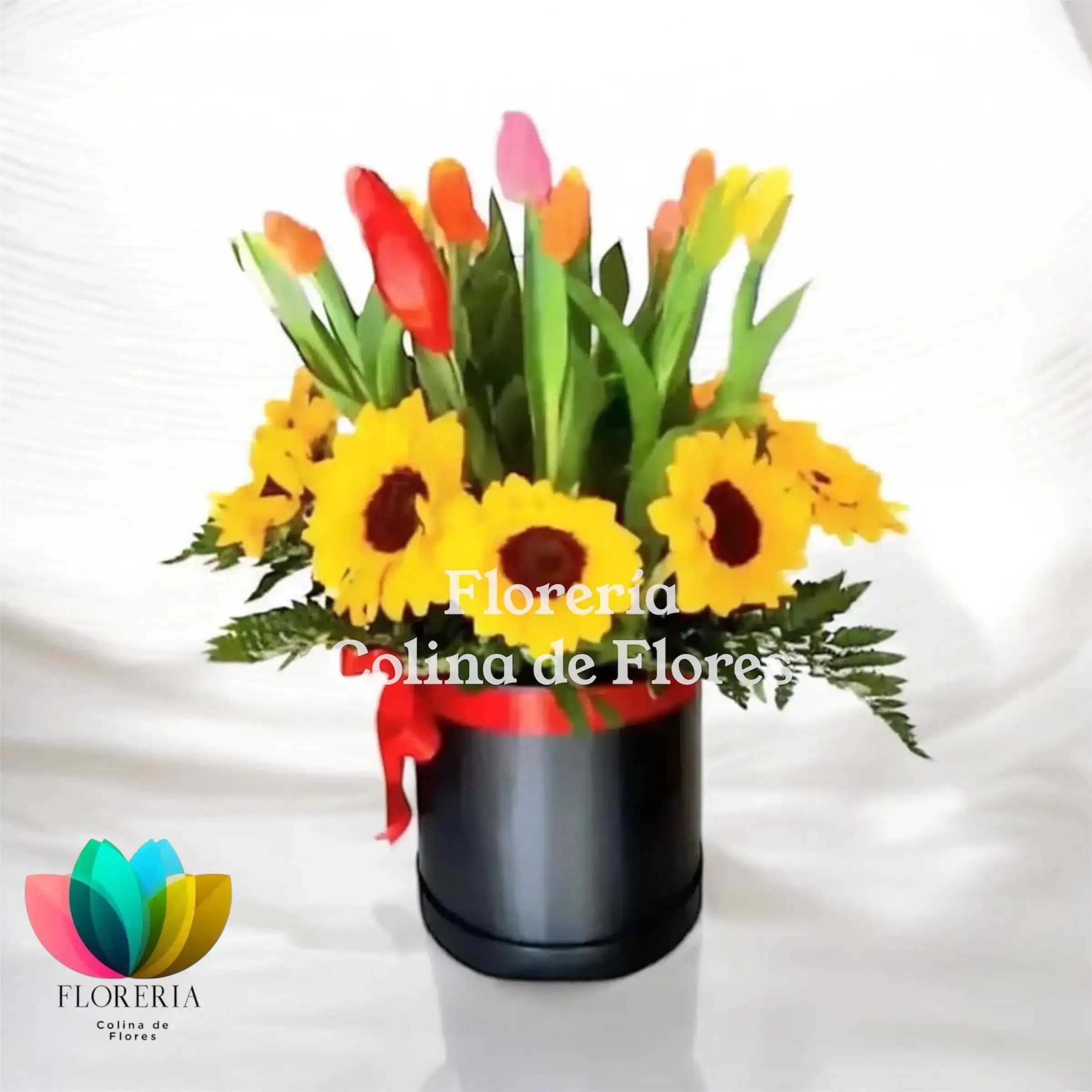 Girasoles y tulipanes 