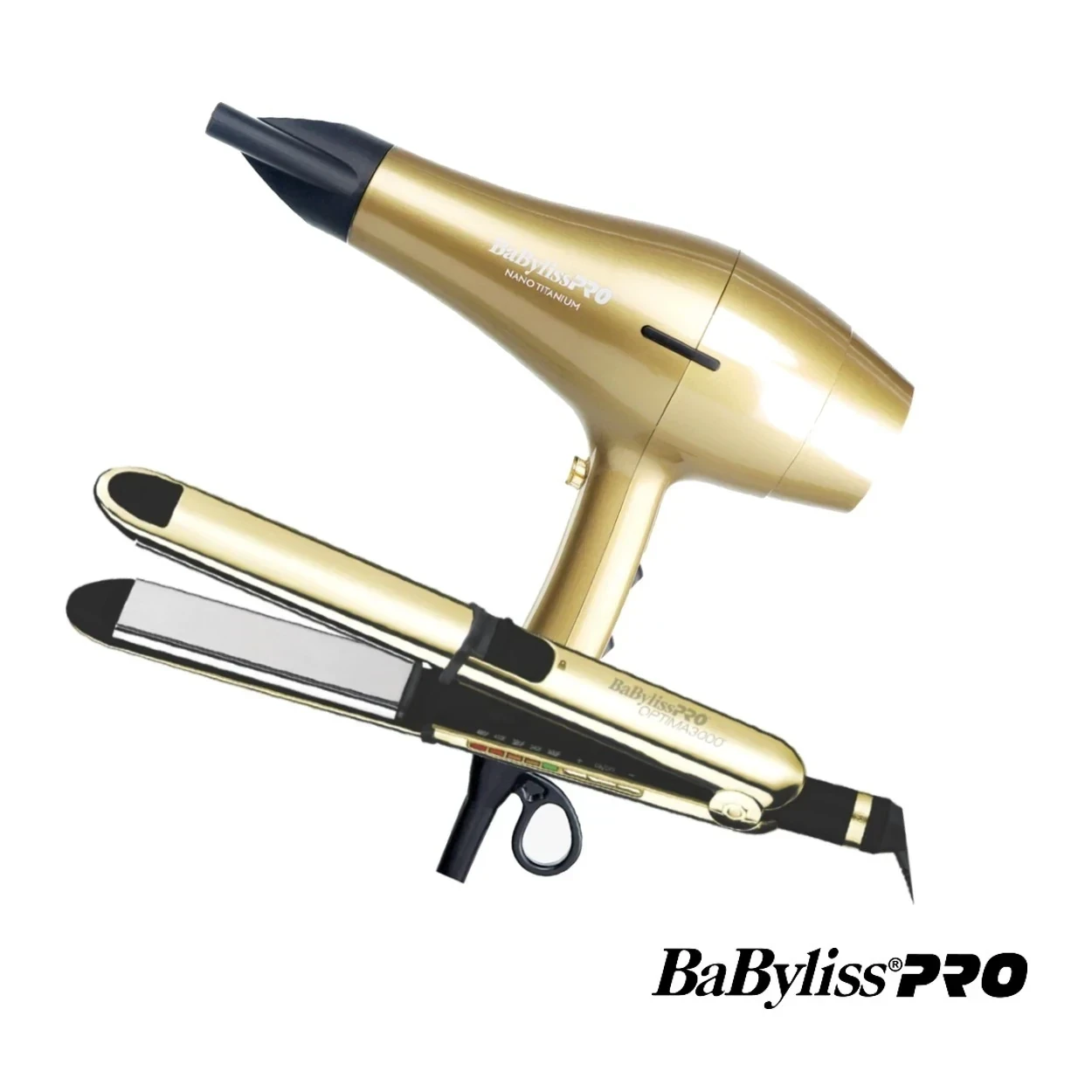 Combo De Plancha Y Secadora BaBylissPRO Gold Black